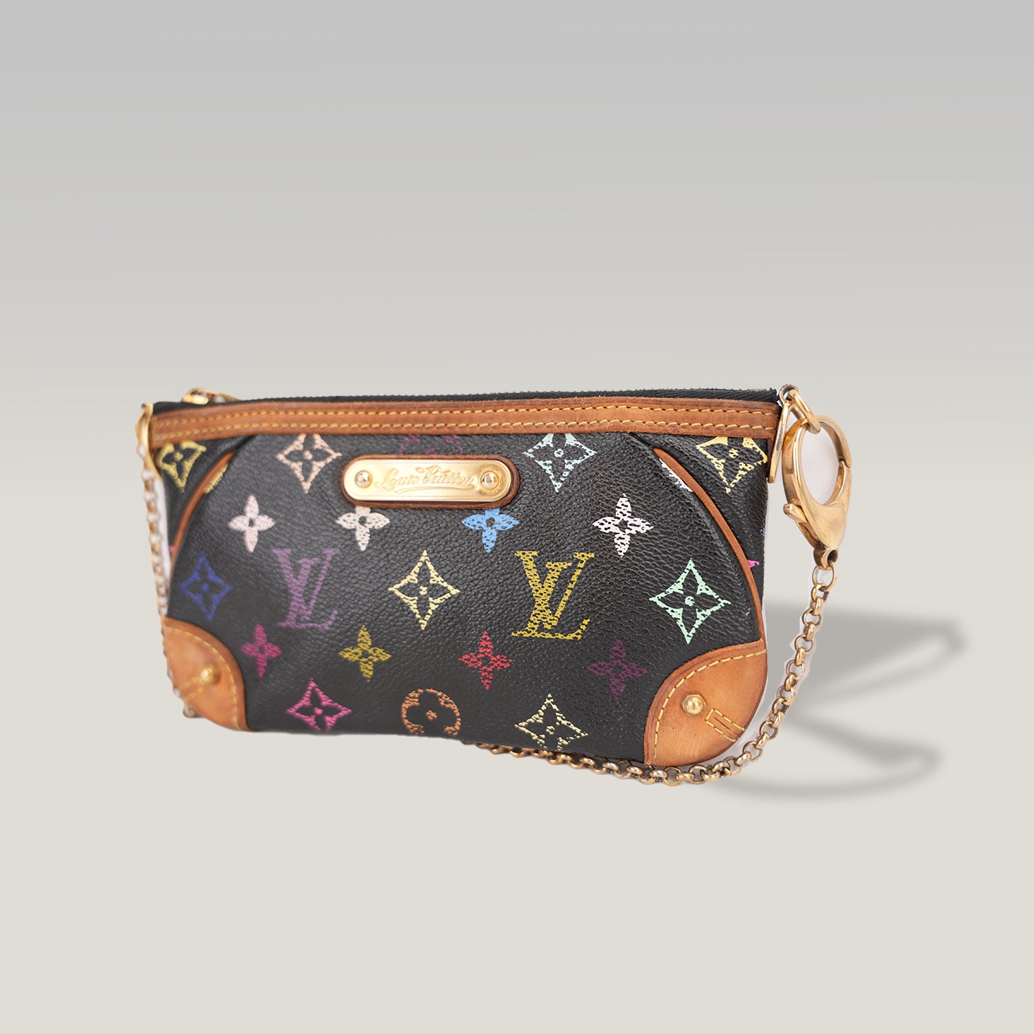 Louis Vuitton Pochette Milla MM Monogram Multicolor Nera in Tela Canvas