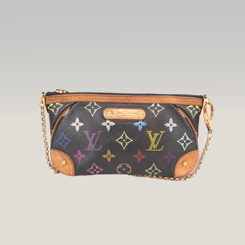 Louis Vuitton Pochette Milla MM Monogram Multicolor Nera in Tela Canvas