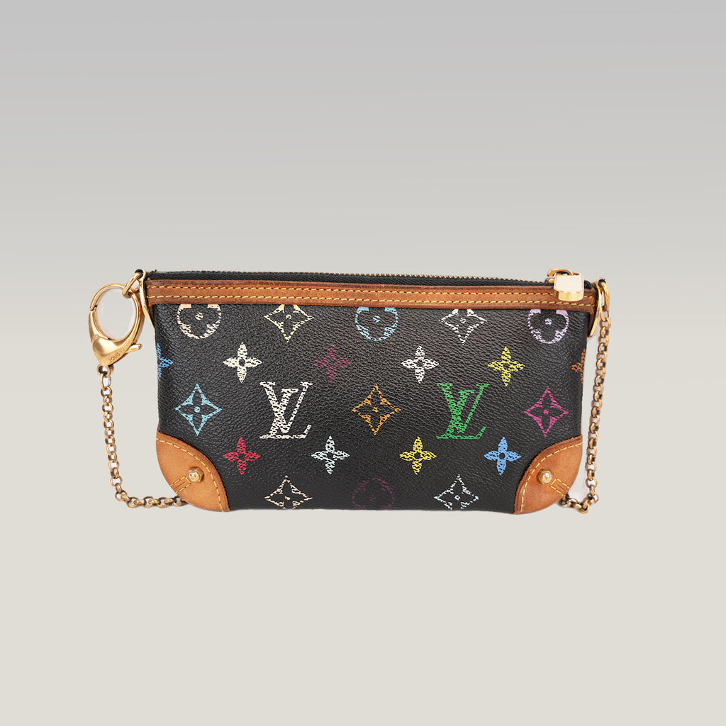 Louis Vuitton Pochette Milla MM Monogram Multicolor Nera in Tela Canvas