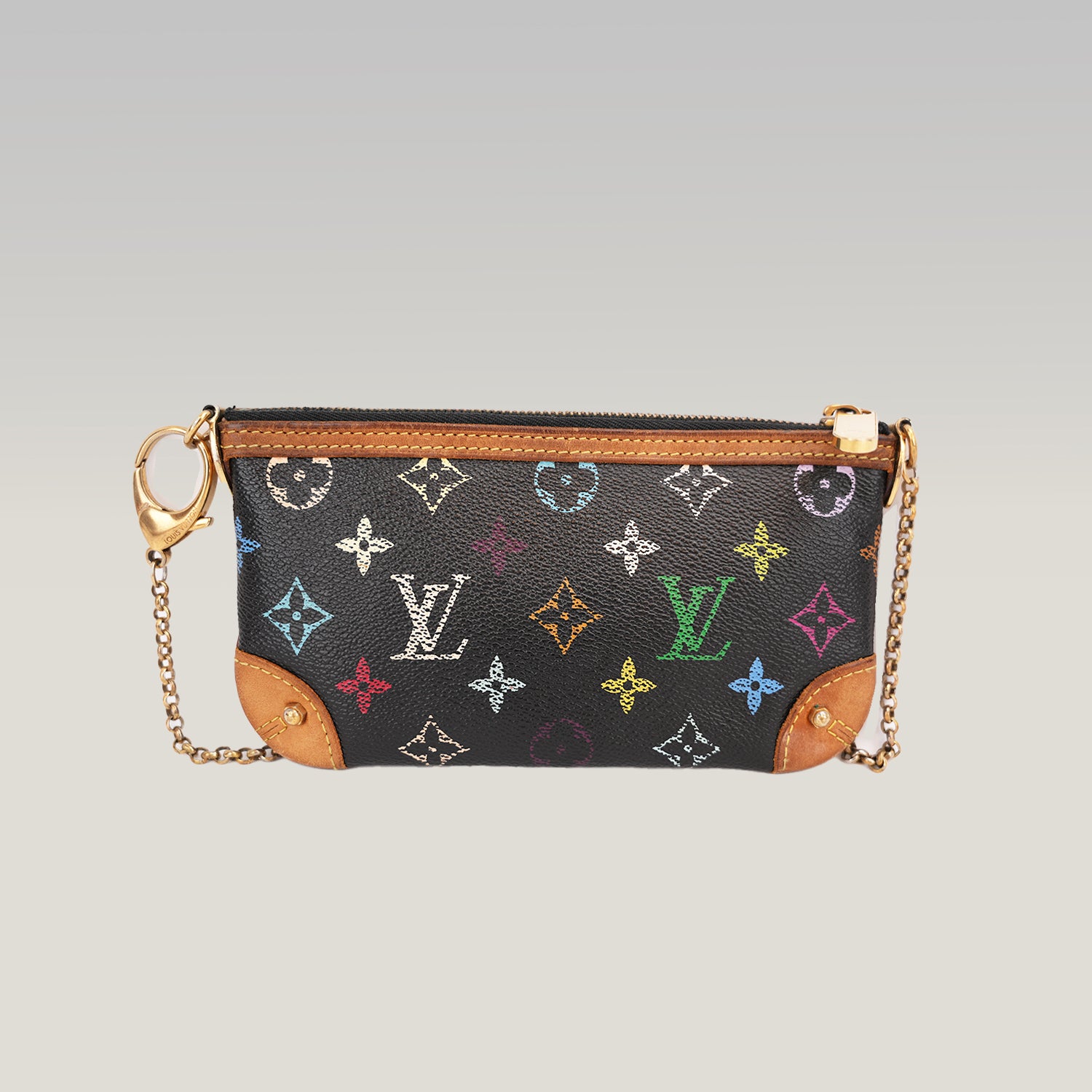 Louis Vuitton Pochette Milla MM Monogram Multicolor Nera in Tela Canvas