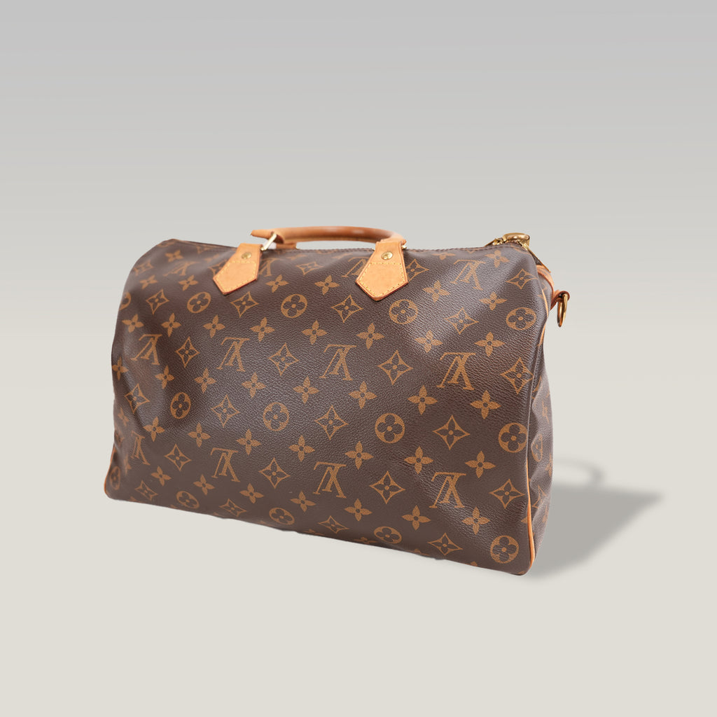 Louis Vuitton Speedy 35 Monogram – Borsa a Mano in Tela Rivestita e Pelle Vachetta