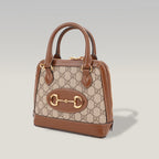 Gucci Horsebit 1955 Mini Top Handle Bag GG Supreme Canvas Beige Brown Leather