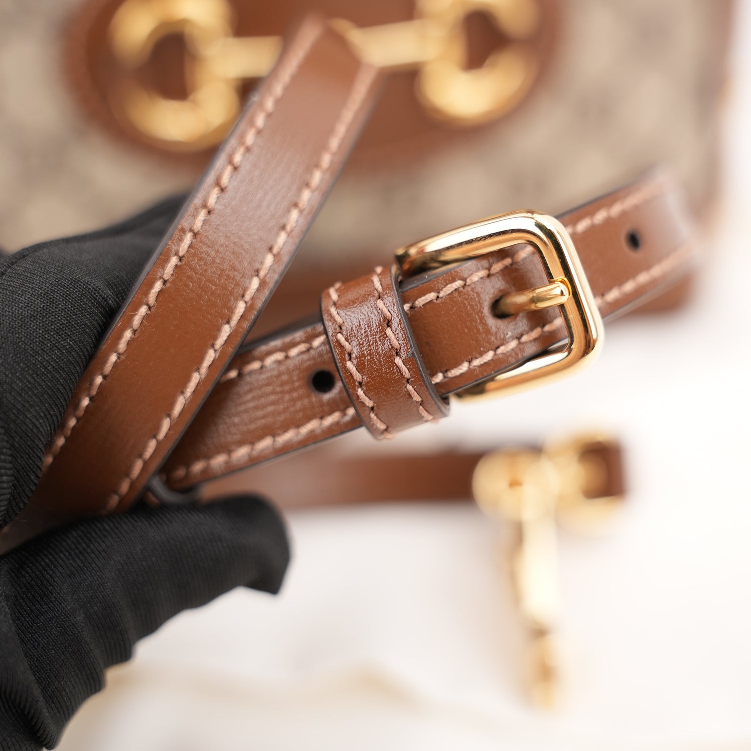 Gucci Horsebit 1955 Mini Top Handle Bag GG Supreme Canvas Beige Brown Leather