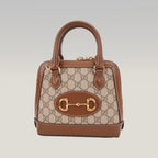 Gucci Horsebit 1955 Mini Top Handle Bag GG Supreme Canvas Beige Brown Leather