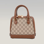 Gucci Horsebit 1955 Mini Top Handle Bag GG Supreme Canvas Beige Brown Leather