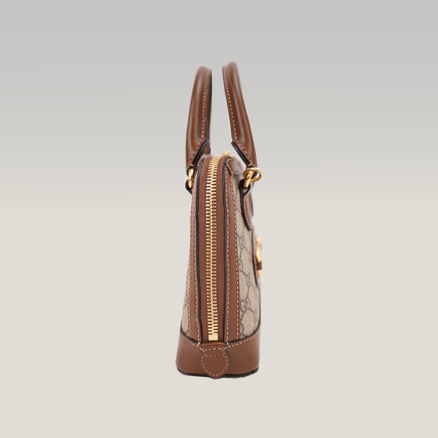 Gucci Horsebit 1955 Mini Top Handle Bag GG Supreme Canvas Beige Brown Leather