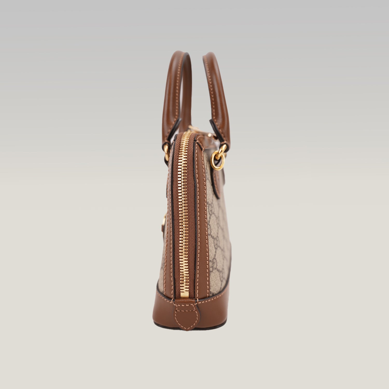 Gucci Horsebit 1955 Mini Top Handle Bag GG Supreme Canvas Beige Brown Leather