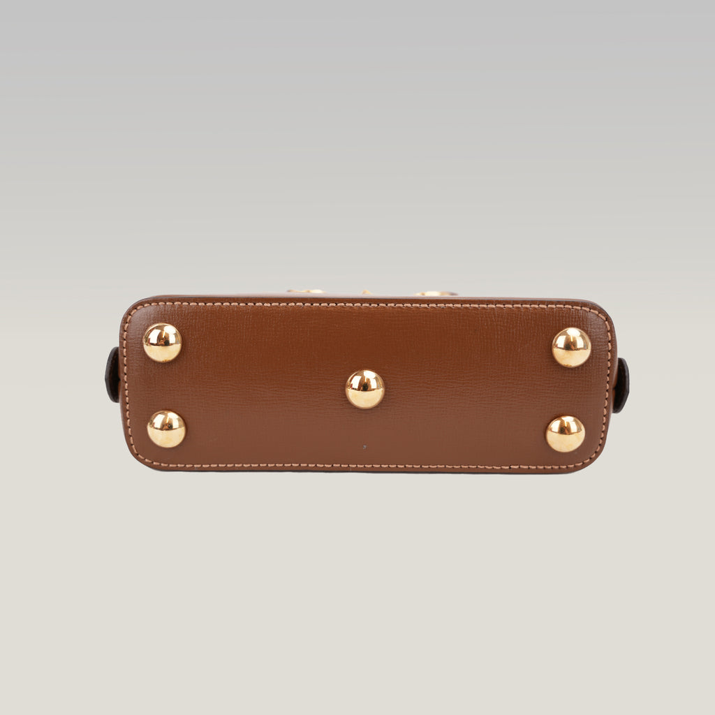 Gucci Horsebit 1955 Mini Top Handle Bag GG Supreme Canvas Beige Brown Leather