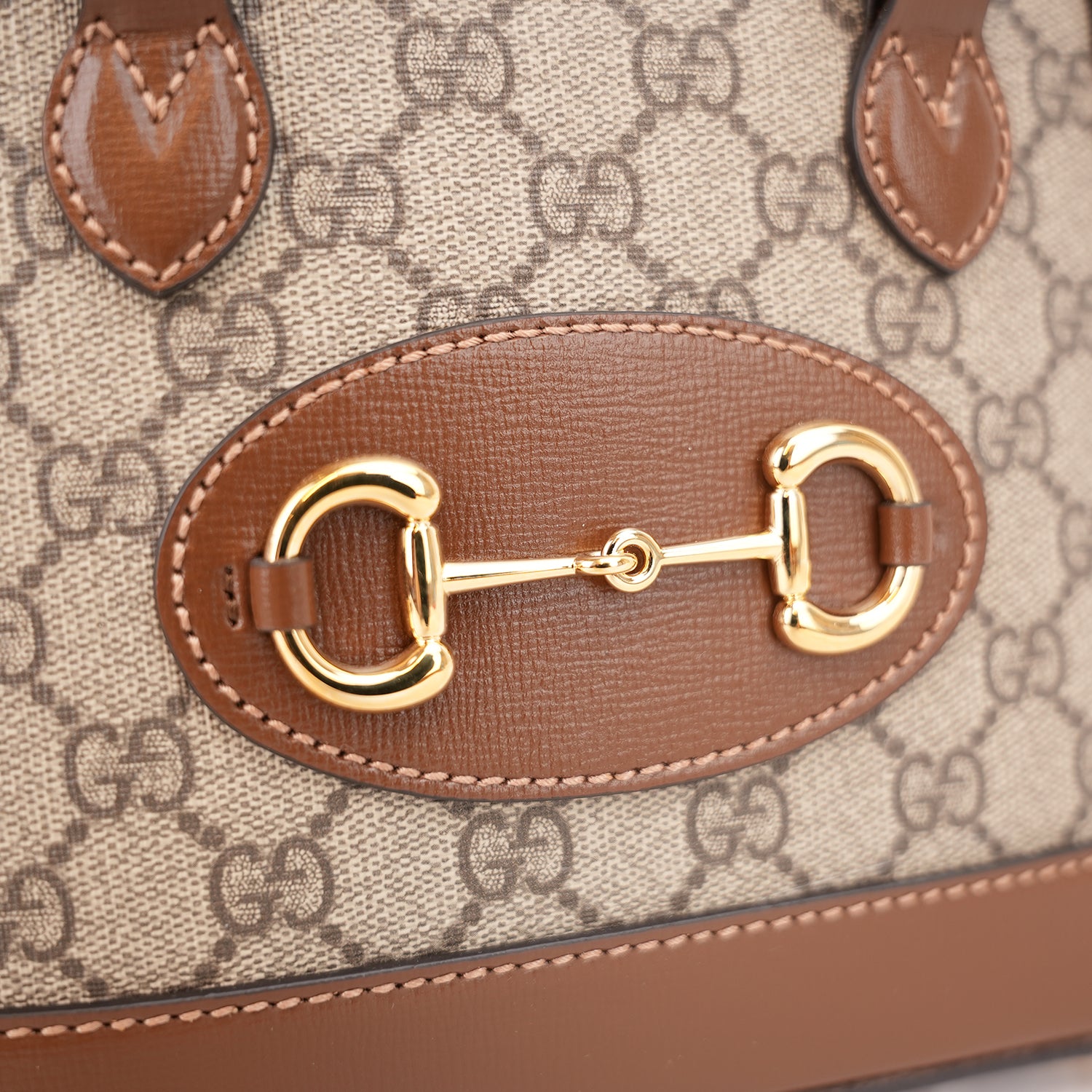 Gucci Horsebit 1955 Mini Top Handle Bag GG Supreme Canvas Beige Brown Leather