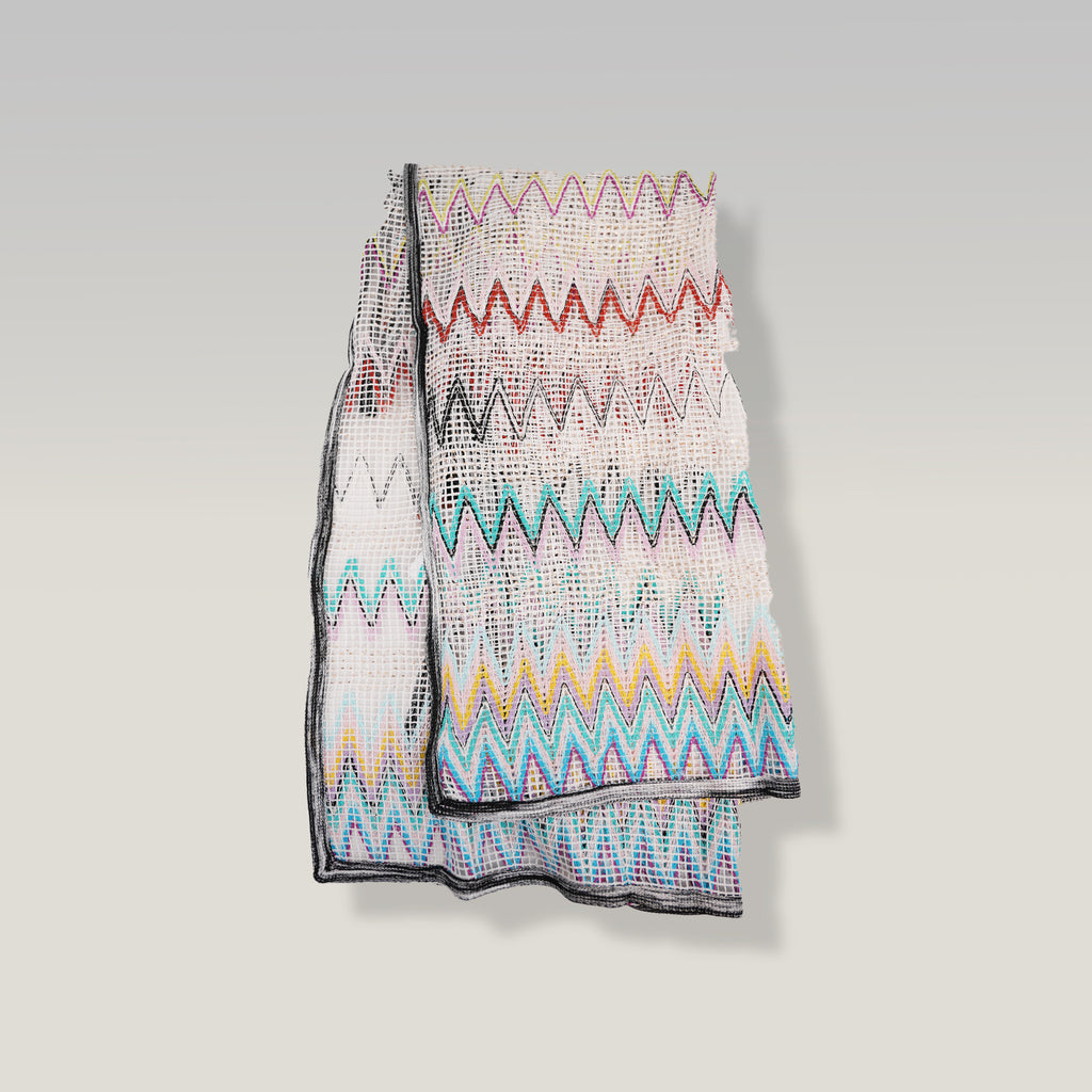 Missoni Zig Zag Multicolor Beach Towel Oversized Cotton Blend White