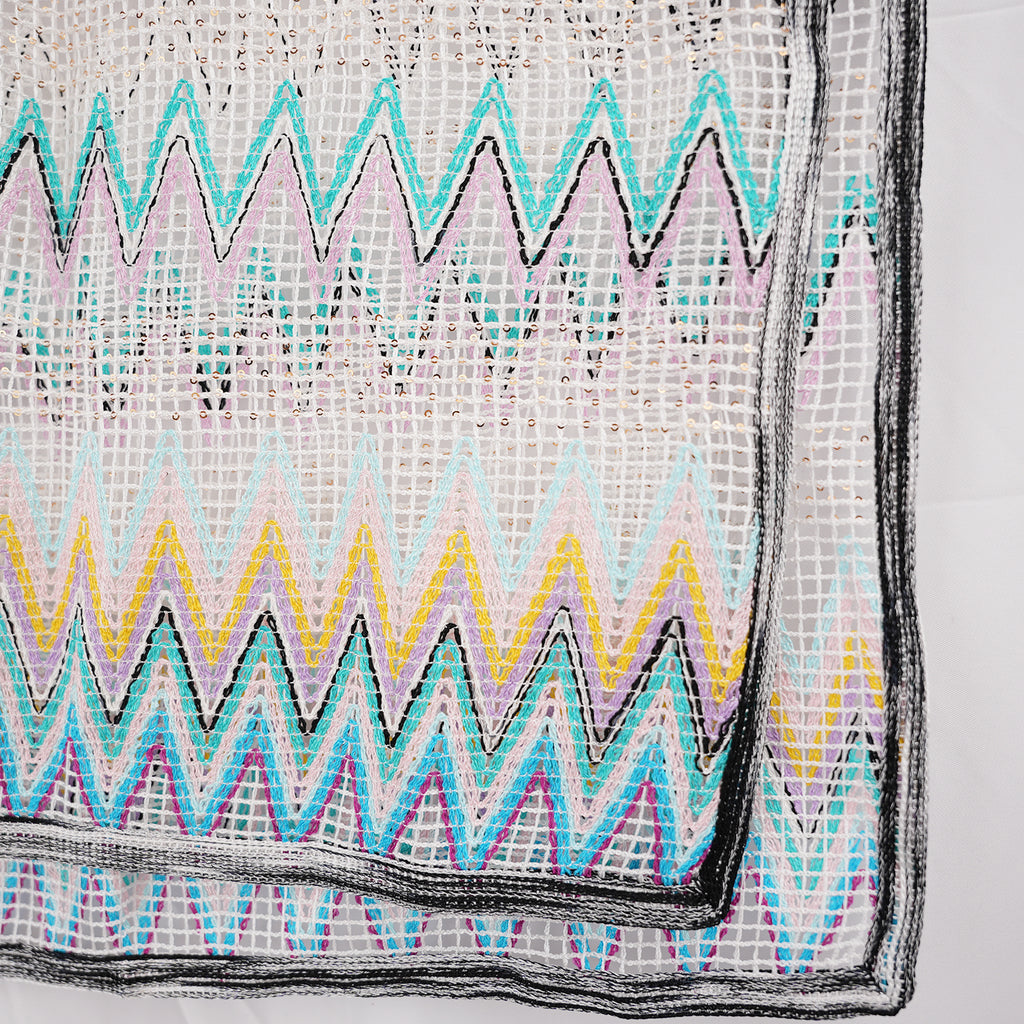 Missoni Zig Zag Multicolor Beach Towel Oversized Cotton Blend White