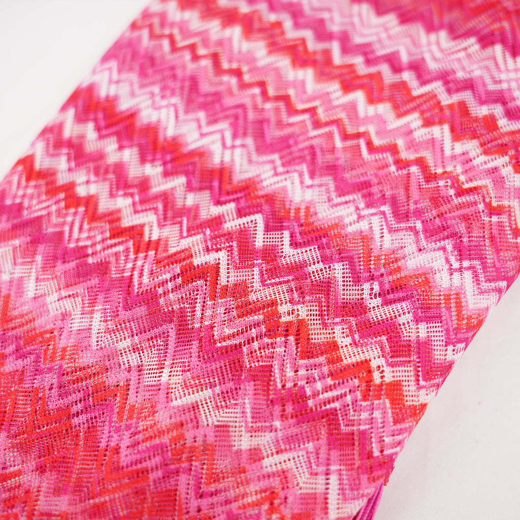Missoni Maxi Beach Shawl Zig Zag Rosa Multicolor con Frange Oversize