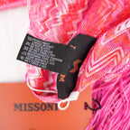 Missoni Maxi Beach Shawl Zig Zag Rosa Multicolor con Frange Oversize