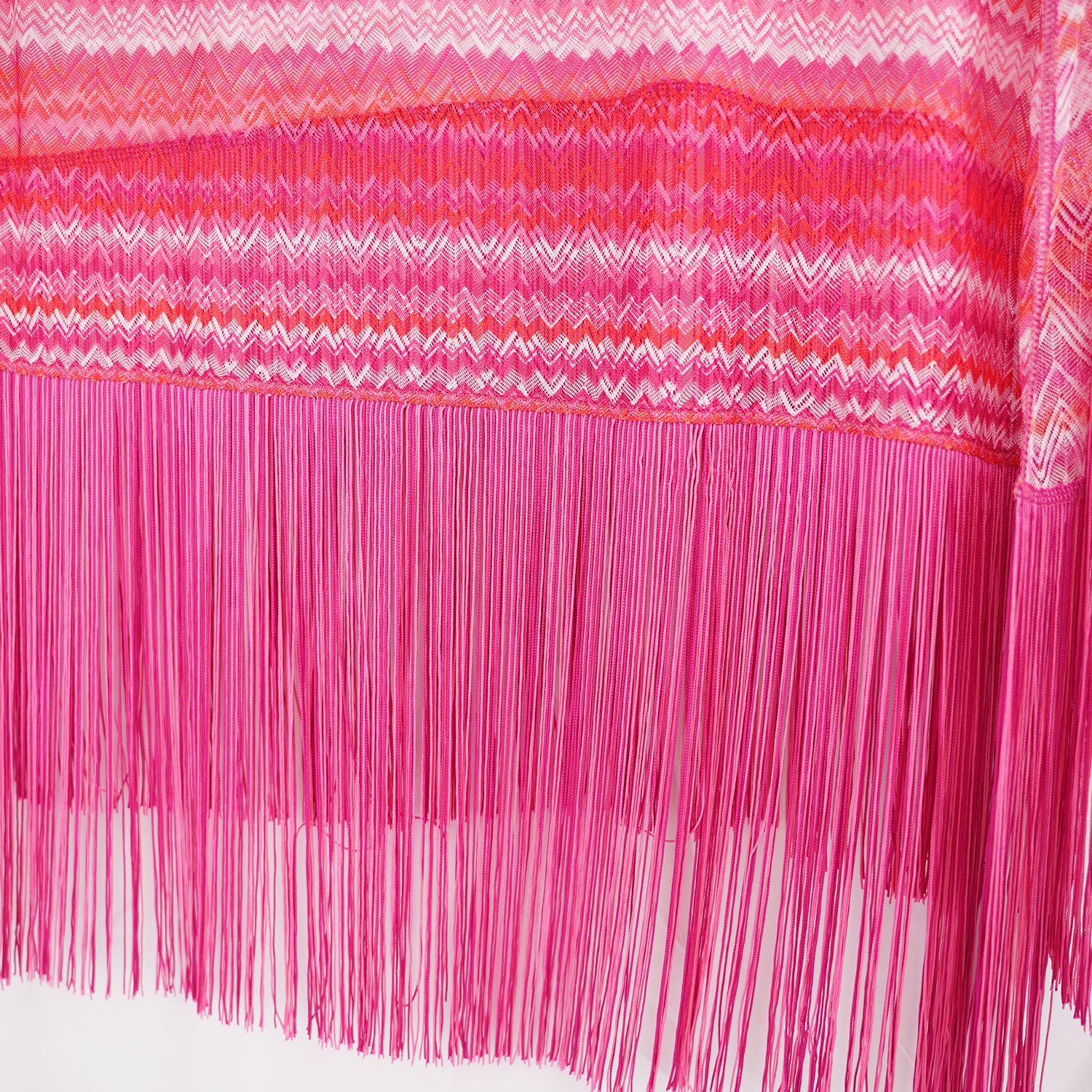 Missoni Maxi Beach Shawl Zig Zag Rosa Multicolor con Frange Oversize