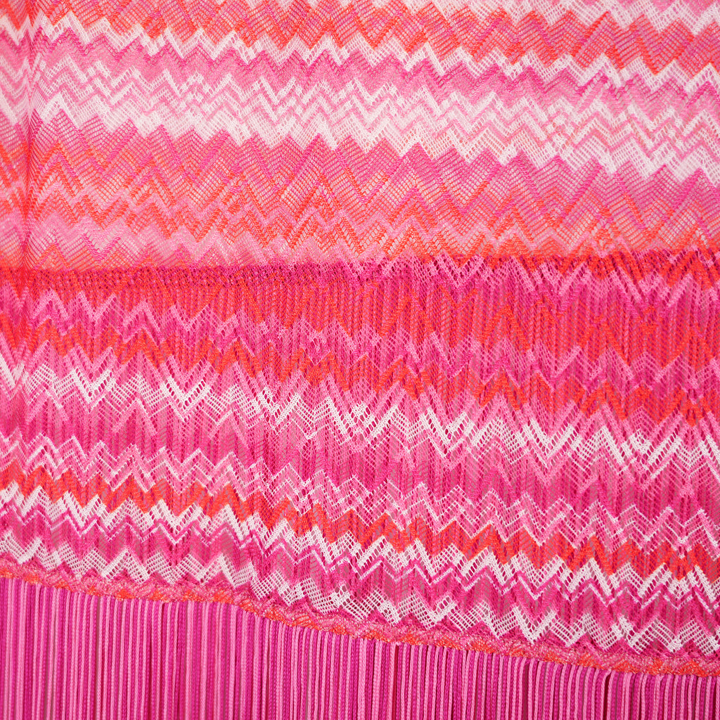Missoni Maxi Beach Shawl Zig Zag Rosa Multicolor con Frange Oversize