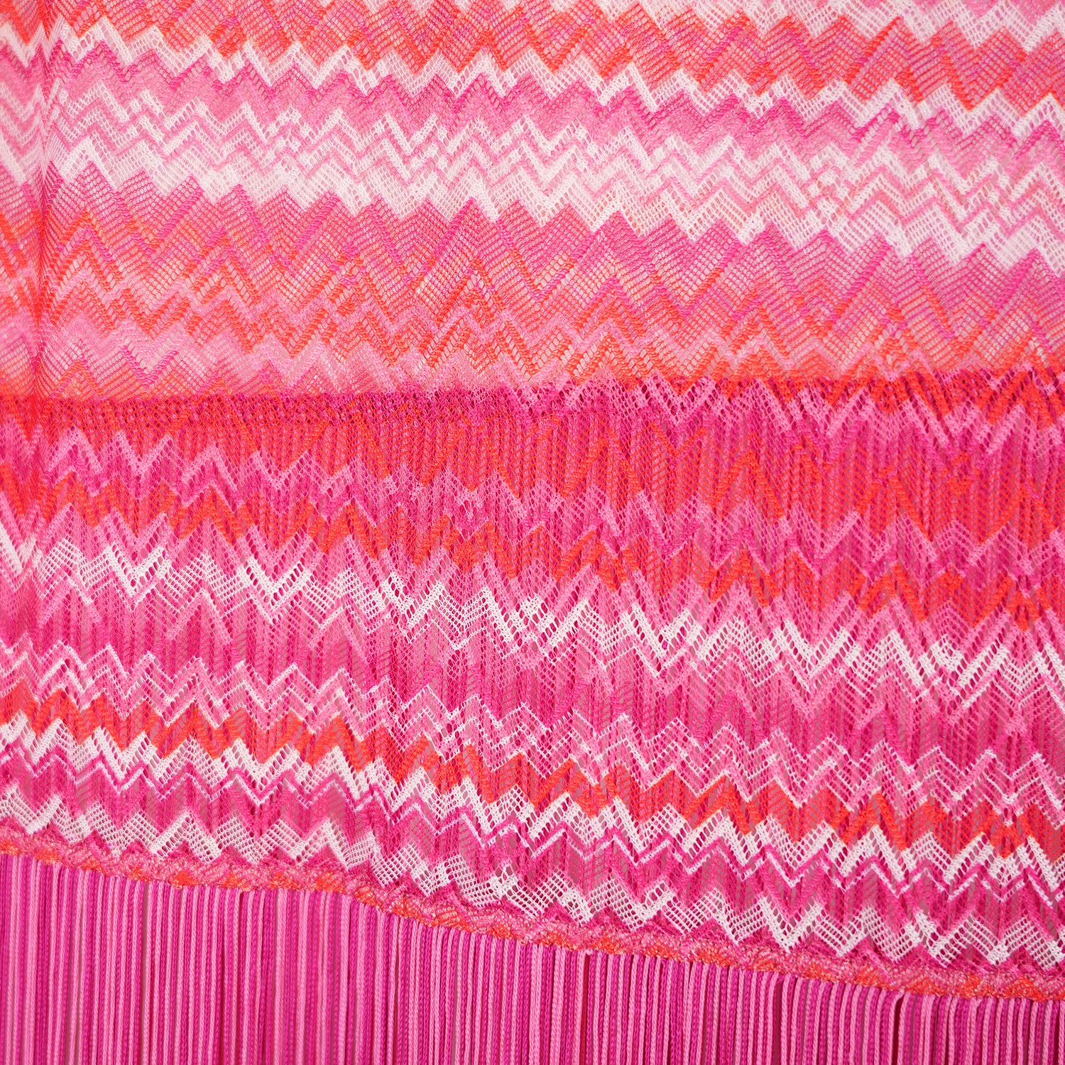 Missoni Maxi Beach Shawl Zig Zag Rosa Multicolor con Frange Oversize