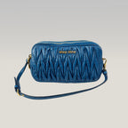 Borsa Mini Miu Miu Blu in Pelle Matelassé con Tracolla – 16 cm