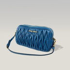 Borsa Mini Miu Miu Blu in Pelle Matelassé con Tracolla – 16 cm