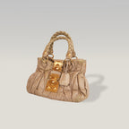 Miu Miu Coffer Matelassé Borsa a Mano in Pelle di Agnello Grigio Verde con Hardware Dorato