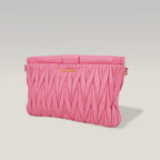 Miu Miu Matelassé Pink Nappa Leather Crossbody Bag Pleated Shoulder Clutch