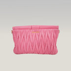 Miu Miu Matelassé Pink Nappa Leather Crossbody Bag Pleated Shoulder Clutch