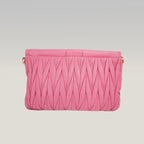 Miu Miu Matelassé Pink Nappa Leather Crossbody Bag Pleated Shoulder Clutch