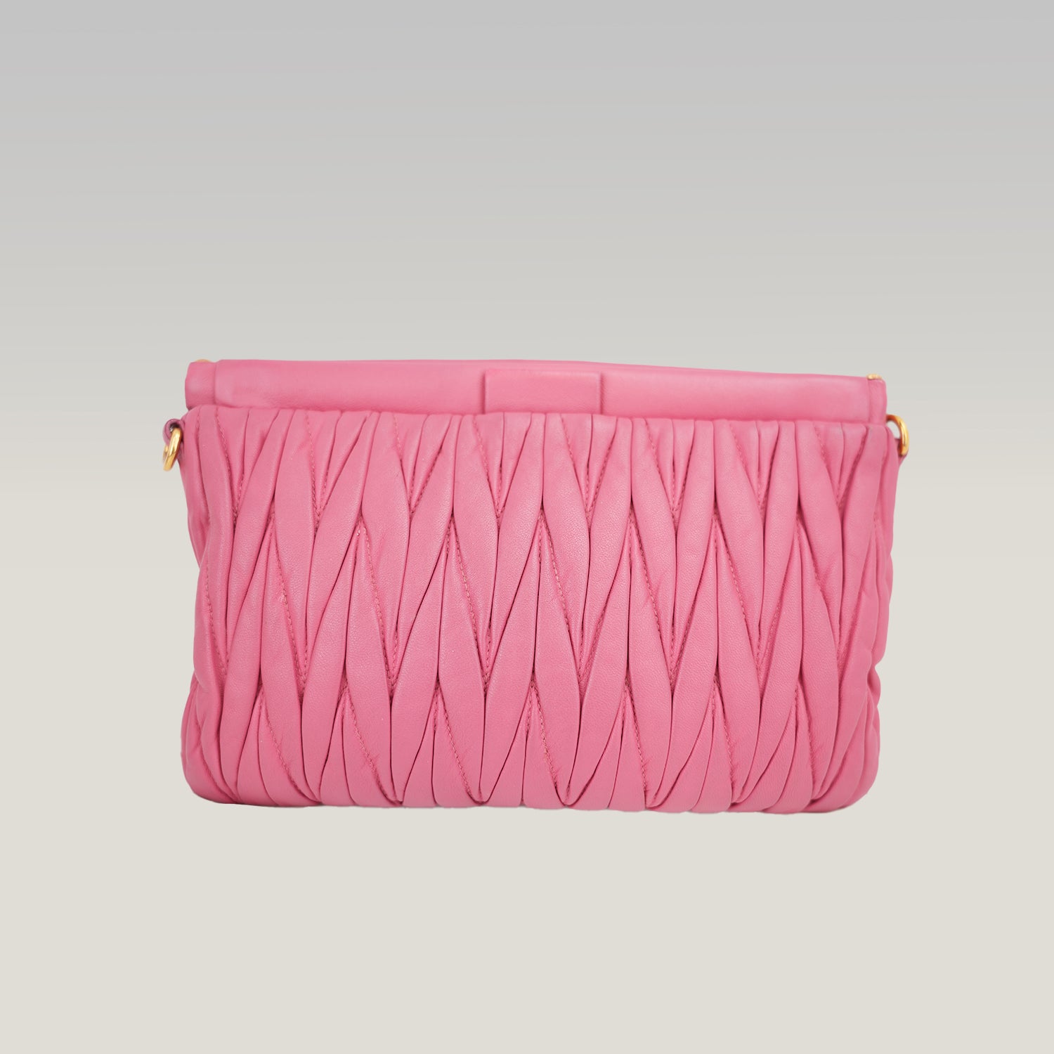 Miu Miu Matelassé Pink Nappa Leather Crossbody Bag Pleated Shoulder Clutch