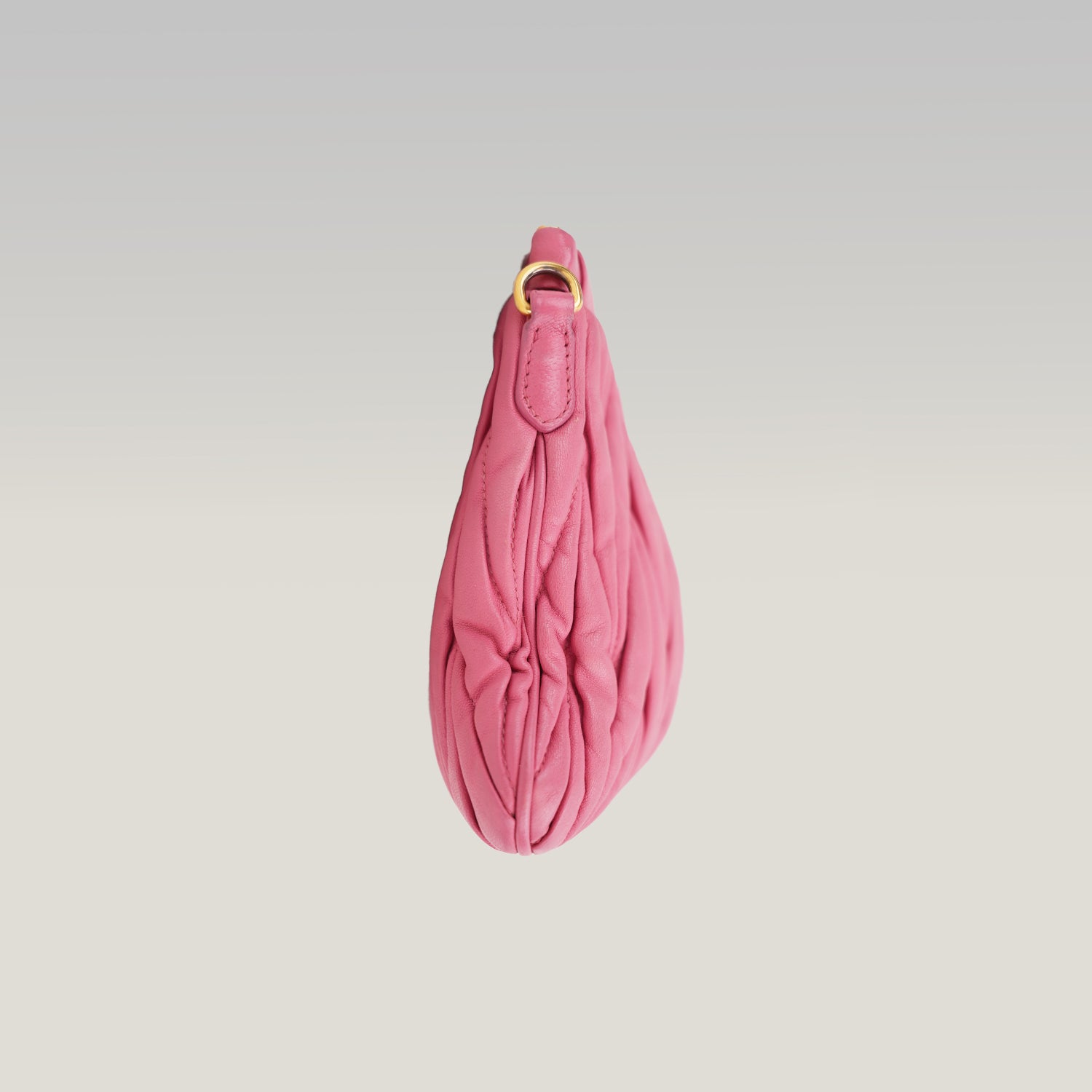 Miu Miu Matelassé Pink Nappa Leather Crossbody Bag Pleated Shoulder Clutch