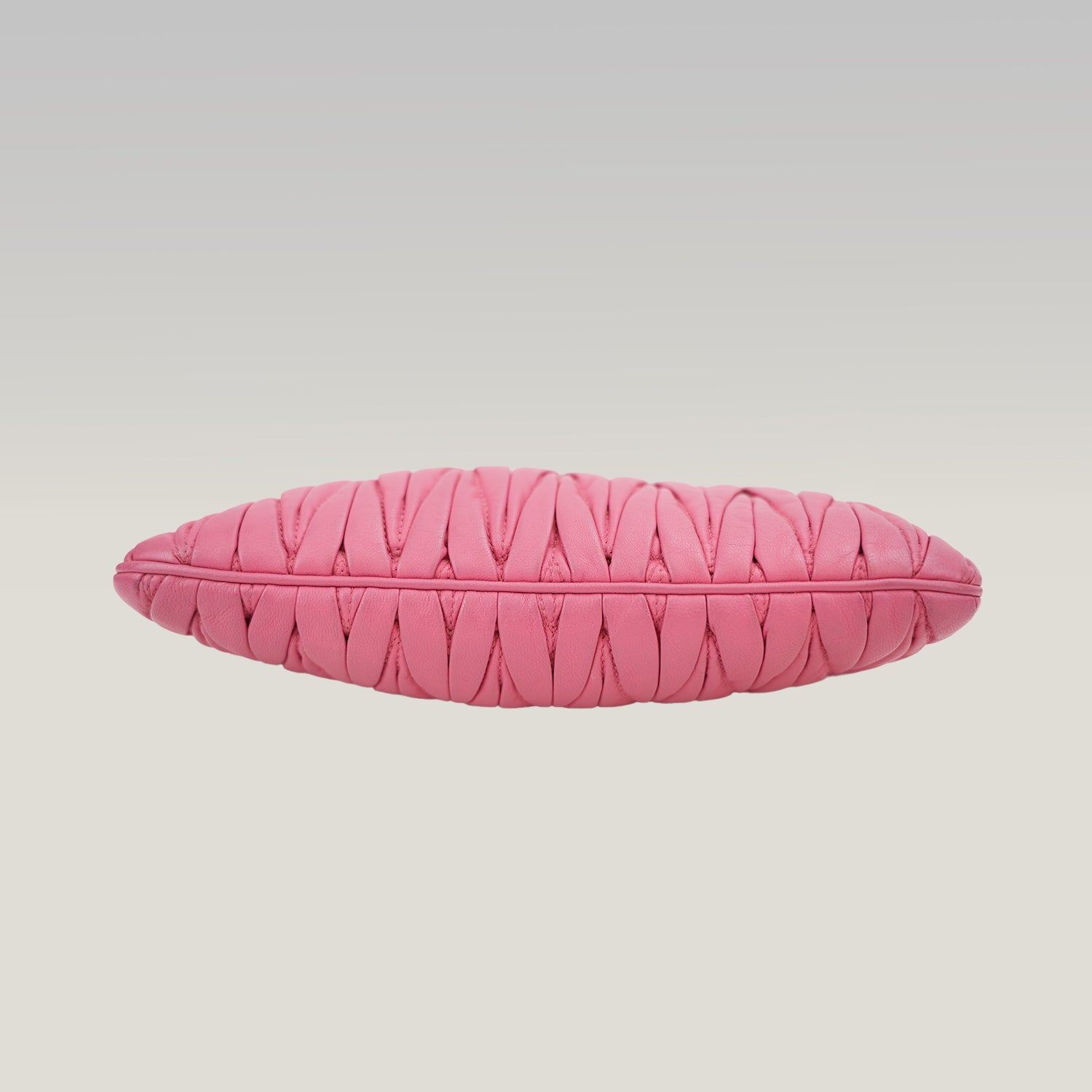 Miu Miu Matelassé Pink Nappa Leather Crossbody Bag Pleated Shoulder Clutch