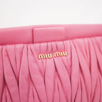 Miu Miu Matelassé Pink Nappa Leather Crossbody Bag Pleated Shoulder Clutch