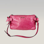 Borsa a Spalla Miu Miu Rosa in Pelle con Fiocchi e Tracolla – 24 cm