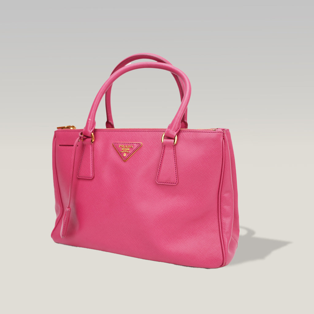 Prada Galleria Saffiano Lux Pink Leather Top Handle Tote Bag Medium