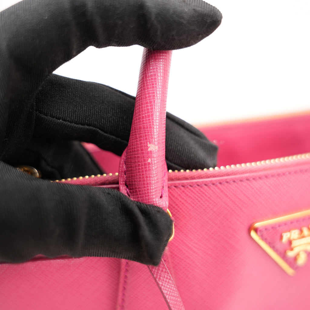 Prada Galleria Saffiano Lux Pink Leather Top Handle Tote Bag Medium