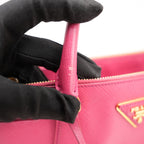Prada Galleria Saffiano Lux Pink Leather Top Handle Tote Bag Medium