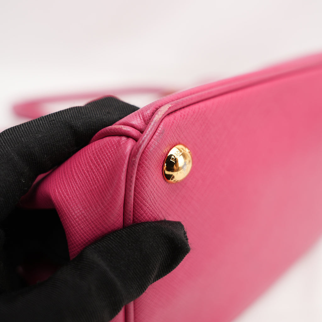 Prada Galleria Saffiano Lux Pink Leather Top Handle Tote Bag Medium