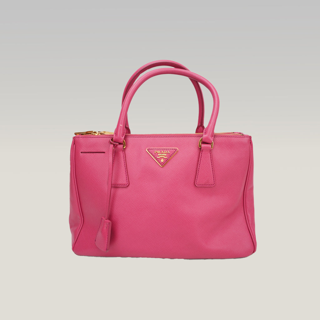Prada Galleria Saffiano Lux Pink Leather Top Handle Tote Bag Medium