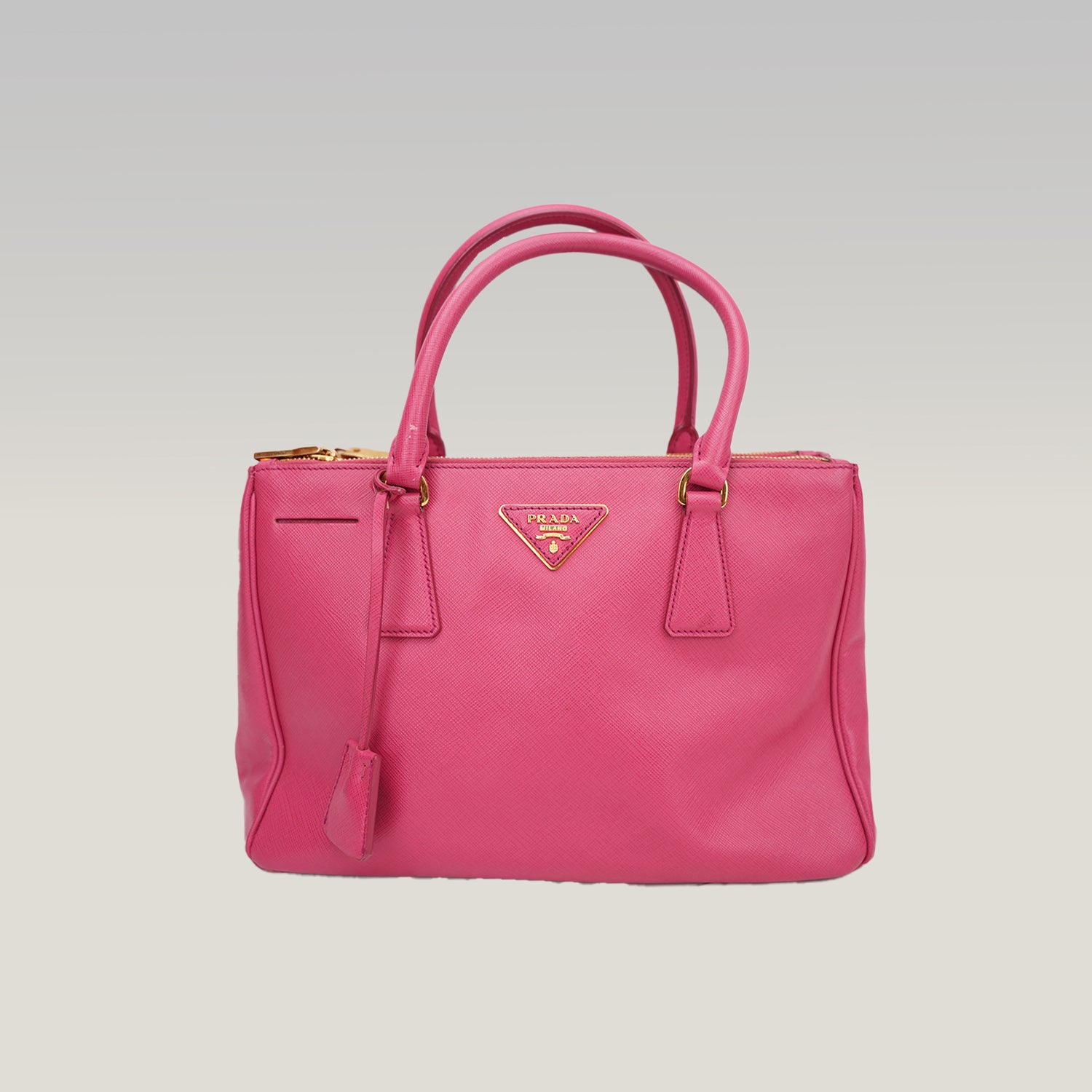 Prada Galleria Saffiano Lux Pink Leather Top Handle Tote Bag Medium