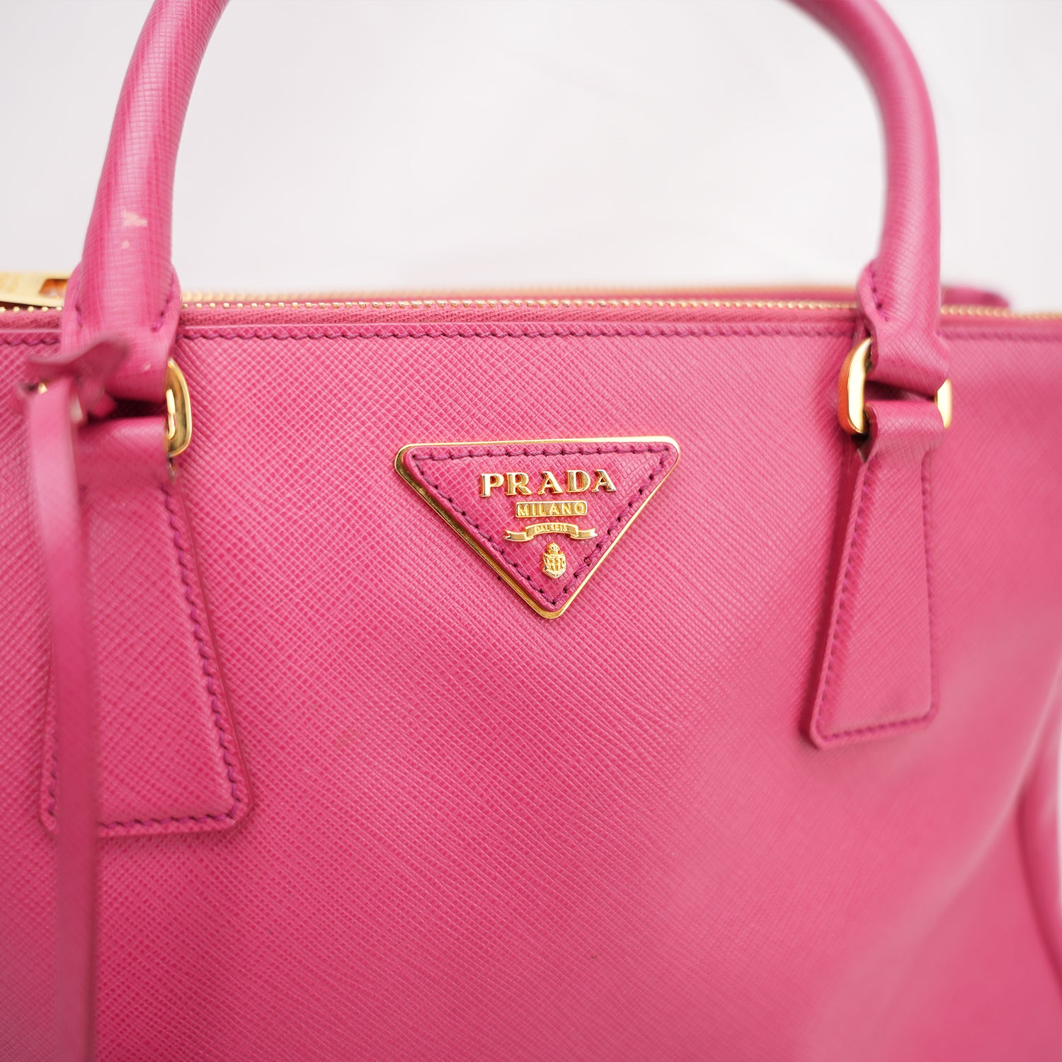 Prada Galleria Saffiano Lux Pink Leather Top Handle Tote Bag Medium