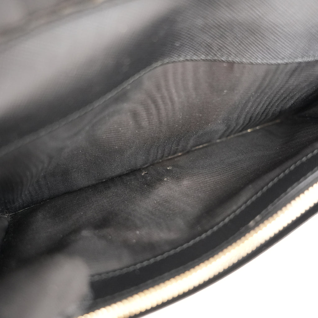 Prada Portafoglio Continental in Pelle Saffiano Nera con Logo Dorato