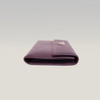 Prada Portafoglio Vintage Mini in Pelle Saffiano Viola con Logo Triangolare