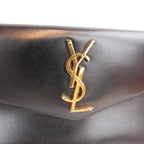 Saint Laurent Uptown Pouch Nera in Pelle con Logo YSL Dorato