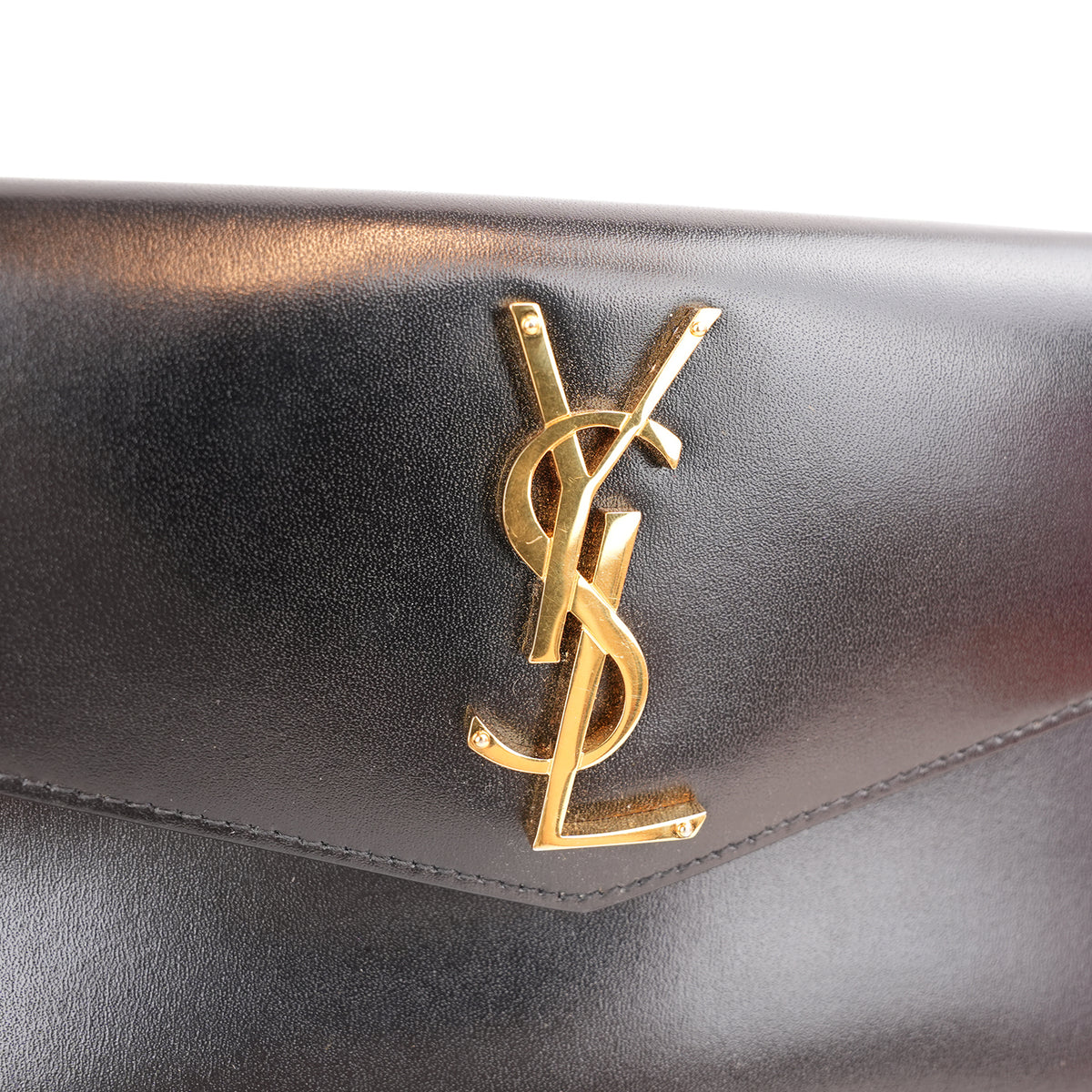 Saint Laurent Uptown Pouch Nera in Pelle con Logo YSL Dorato