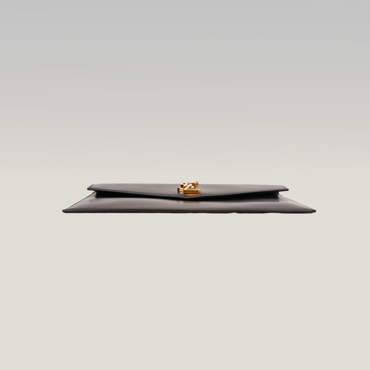 Saint Laurent Uptown Pouch Nera in Pelle con Logo YSL Dorato
