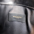 Saint Laurent Uptown Pouch Nera in Pelle con Logo YSL Dorato