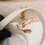 Saint Laurent Gaby Mini Quilted Leather Vanity Bag White Gold Hardware Crossbody