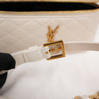 Saint Laurent Gaby Mini Quilted Leather Vanity Bag White Gold Hardware Crossbody