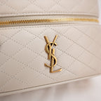Saint Laurent Gaby Mini Quilted Leather Vanity Bag White Gold Hardware Crossbody