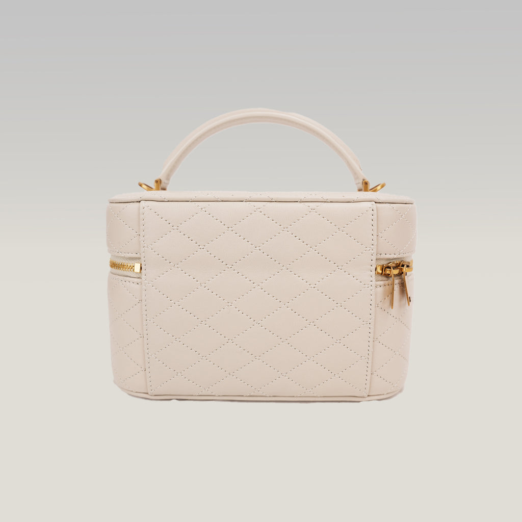 Saint Laurent Gaby Mini Quilted Leather Vanity Bag White Gold Hardware Crossbody