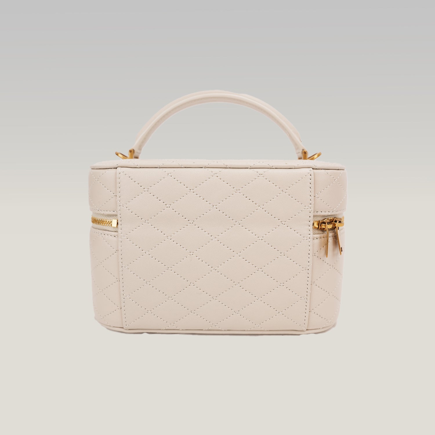 Saint Laurent Gaby Mini Quilted Leather Vanity Bag White Gold Hardware Crossbody