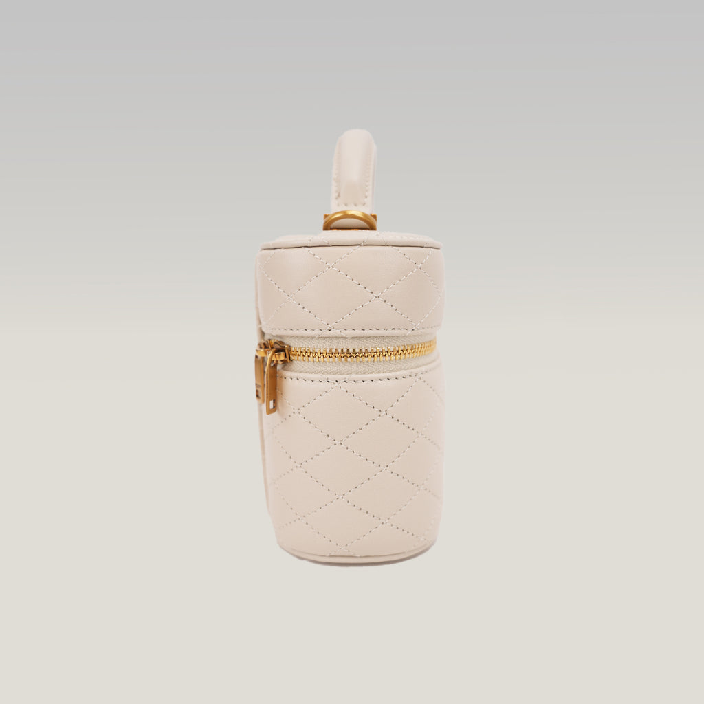 Saint Laurent Gaby Mini Quilted Leather Vanity Bag White Gold Hardware Crossbody